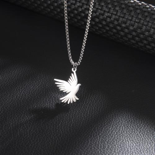 Stainless Steel Sweater Chain Necklace, 304 Stainless Steel, Bird, silver color plated, Unisex, 20x30mm, Length:60 cm, Sold By PC
