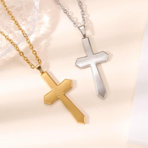 Titanium Steel Necklace with 5CM extender chain Cross plated for woman Length 50 cm Sold By PC