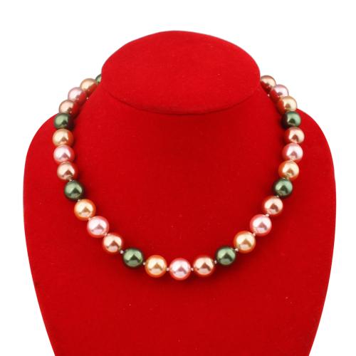 Shell Pearl Necklace, fashion jewelry, mixed colors, 12mm, Length:45 cm, Sold By PC