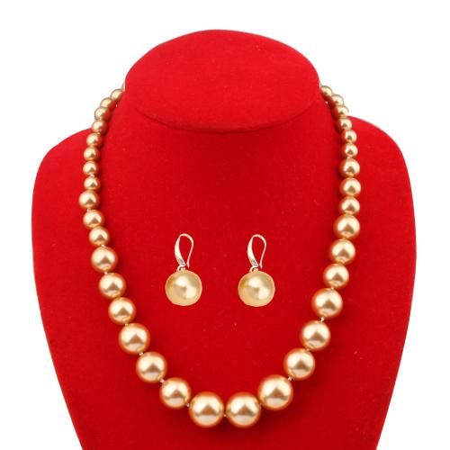 Shell Pearl Jewelry Set, 2 pieces & fashion jewelry, mixed colors, Bead size: 8-16mm, necklace length: 48m, Sold By Set