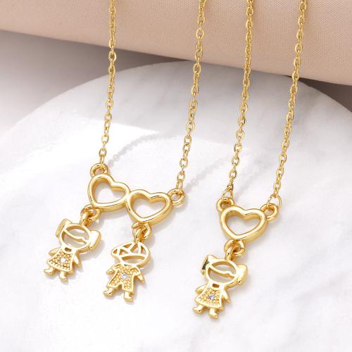Cubic Zircon Micro Pave Brass Necklace, with 5cm extender chain, gold color plated, fashion jewelry & different designs for choice & micro pave cubic zirconia, golden, nickel, lead & cadmium free, Length:45 cm, Sold By PC