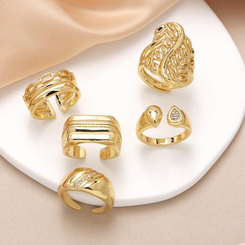 Kubisk Circonia Micro bane messing Ring, guldfarve belagt, mode smykker & forskellige design til valg & Micro Pave cubic zirconia, gylden, nikkel, bly & cadmium fri, Solgt af PC