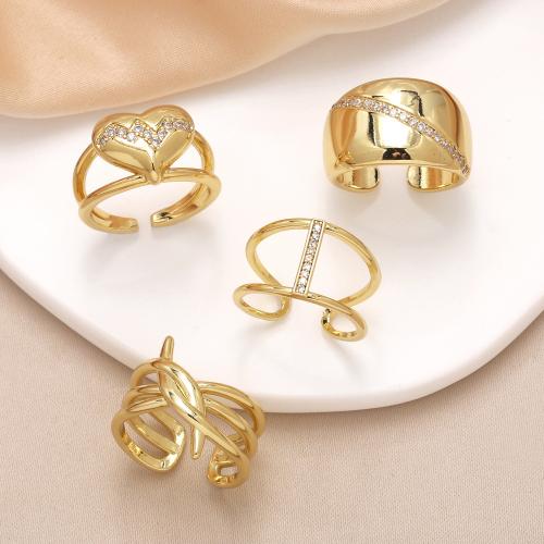Cubic Zirconia Micro Pave Brass Ring gold color plated fashion jewelry & micro pave cubic zirconia Crystal Gold nickel lead & cadmium free Sold By PC