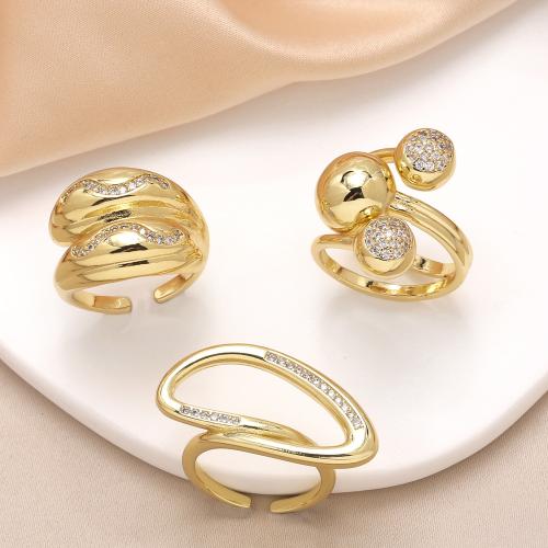 Kubieke Circonia Micro Pave Brass Ring, Messing, gold plated, mode sieraden & verschillende ontwerpen voor de keuze & micro pave zirconia, gouden, nikkel, lood en cadmium vrij, Verkocht door PC