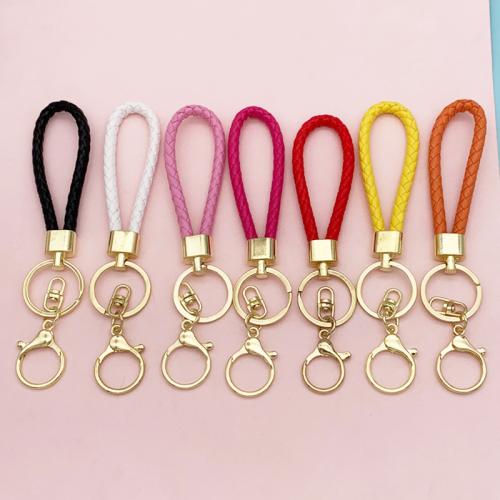 Tibetan Style Key Clasp, PU Leather, with Tibetan Style, plated, fashion jewelry, more colors for choice, 157mm, Sold By PC