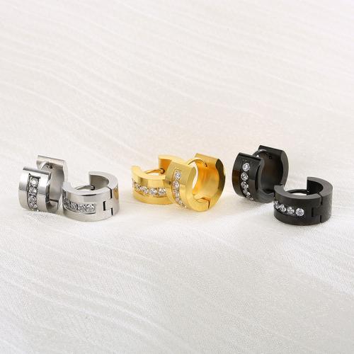 Titan Stahl Ohrring, Titanstahl, plattiert, unisex & verschiedene Stile für Wahl & mit Strass, keine, verkauft von Paar