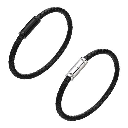 PU Leather Cord Bracelets 304 Stainless Steel with PU Leather plated fashion jewelry & for man Length 8.46 Inch Sold By PC
