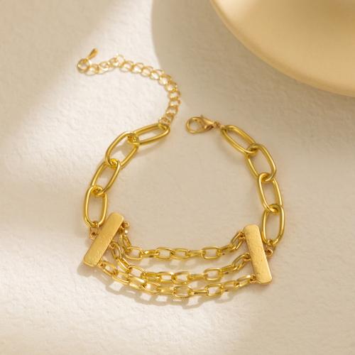 Tibetan Style Bracelet, with 1.97 Inch extender chain, three layers & fashion jewelry & for woman, gold, nickel, lead & cadmium free, Length:Approx 6.89 Inch, Sold By PC