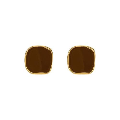 Zinc Alloy Stud Earring Square fashion jewelry & for woman & enamel Sold By Pair
