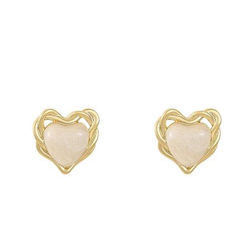 Tibetan Style Stud Earring, Heart, fashion jewelry & for woman & enamel, more colors for choice, 21x21mm, Sold By Pair
