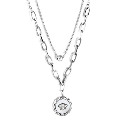 Edelstahl Schmuck Halskette, 304 Edelstahl, mit Kunststoff Perlen, 18K vergoldet, Modeschmuck & verschiedene Stile für Wahl & für Frau, verkauft von PC