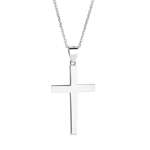 925 Sterling Silver Necklaces Cross for woman platinum color Length Approx 41-50 cm Sold By PC