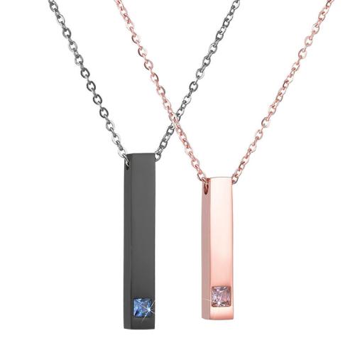 Couple Necklace, 304 Stainless Steel, plated, Unisex & different styles for choice & micro pave cubic zirconia, more colors for choice, Sold By PC