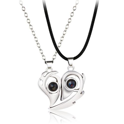 Zinc Alloy Miniature Projection Necklace with leather cord plated 2 pieces & Unisex Sold By Set