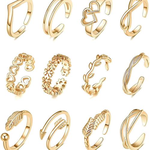 Cupronickel Toe Ring, polished, 12 pieces & open & for woman, more colors for choice, Sold By Set