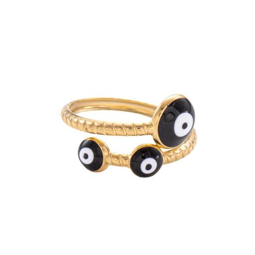 Evil Eye Jewelry Ring Finger, Aço inoxidável 304, banhado, Vario tipos a sua escolha & para mulher & esmalte, Mais cores pare escolha, vendido por PC