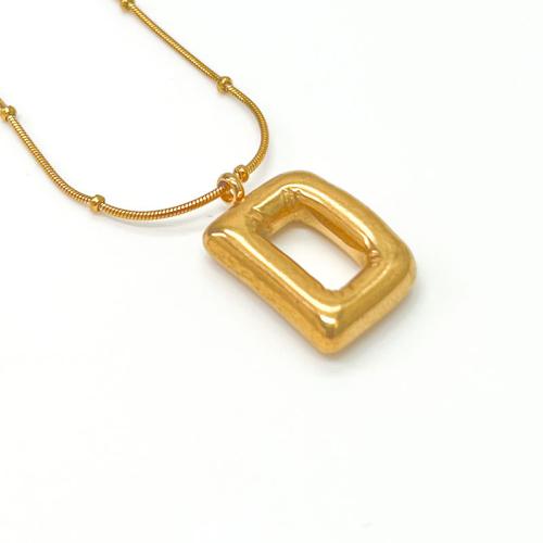 Edelstahl Schmuck Halskette, 304 Edelstahl, mit 18 K Gold, plattiert, Buchstaben sind von A bis Z & verschiedene Stile für Wahl & für Frau, goldfarben, Länge ca. 41-50 cm, verkauft von PC