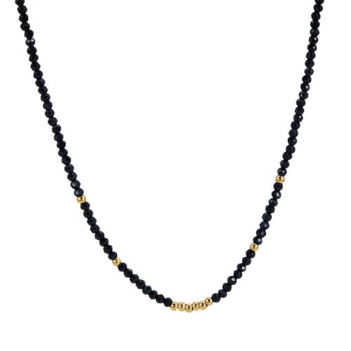 Титановые стали ожерелье, титан, с 5cm наполнитель цепи, Связанный вручную, Женский & со стразами, черный, длина:40 см, продается PC