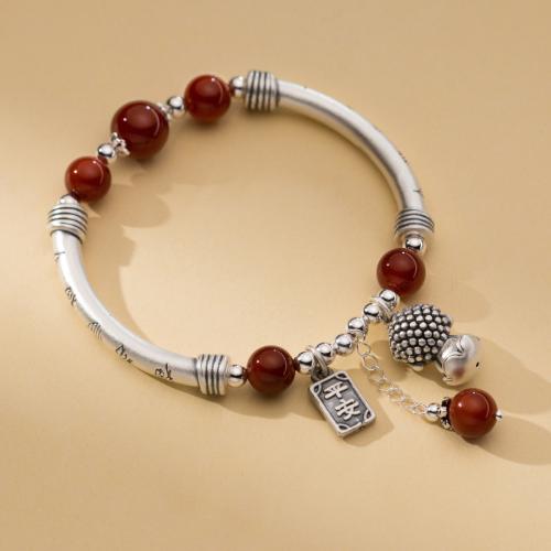 925 Sterling Silver Bracelet, with Beeswax, vintage & for woman, Length:Approx 5.9-9.4 Inch, Sold By PC