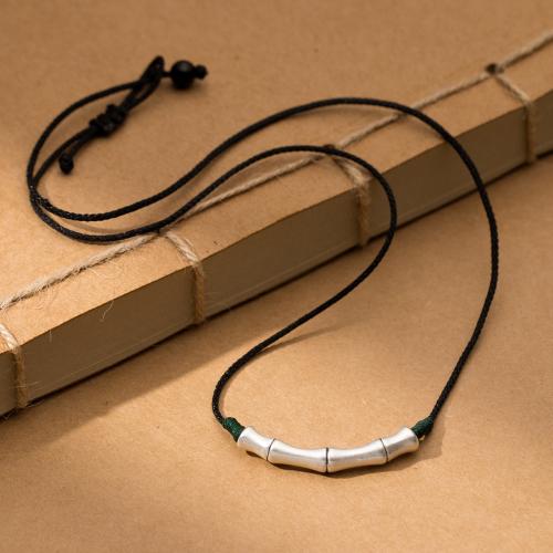 925 Sterling Silver Necklace, with Polyester Cord, Bamboo, fashion jewelry & for woman, Length:Approx 21.3 Inch, Sold By PC
