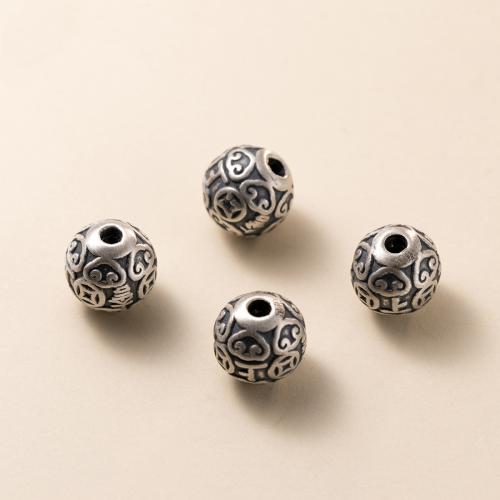Perles d'espacement Bijoux, argent sterling 925, Rond, Vintage & DIY, 10mm, Trou:Environ 2.8mm, Vendu par PC