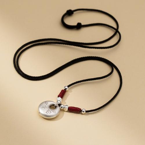 argent sterling 925 collier, avec cordon de polyester, Vintage & pour femme, Longueur:Environ 24 pouce, Vendu par PC