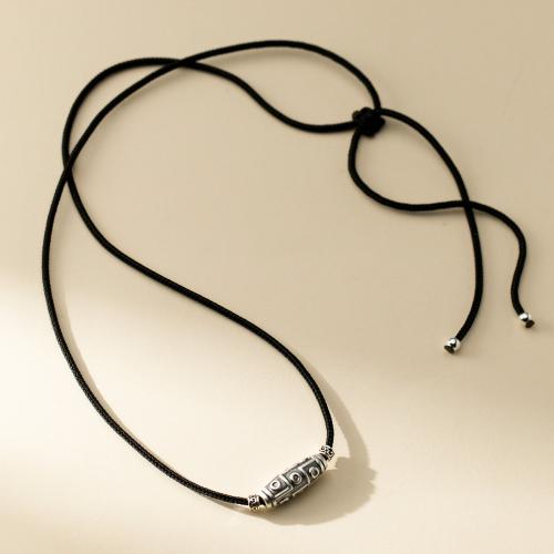 925 Sterling Silver Necklace, with Polyester Cord, vintage & for woman, Length:Approx 27.2 Inch, Sold By PC