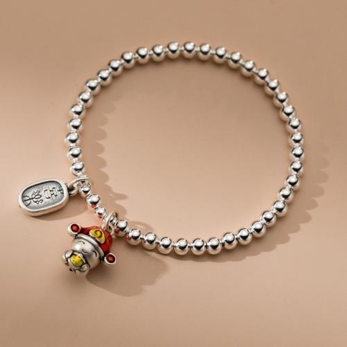 925 Sterling Silver Bracelet God of Wealth for woman & epoxy gel Length Approx 5.9-9.4 Inch Sold By PC