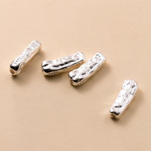 Spacer Beads Jóias, 925 prata esterlina, Padrão Geométrico, DIY, prateado, 17.50x6x4mm, Buraco:Aprox 1.7mm, vendido por PC