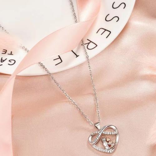 Messing Halskette, Modeschmuck & für Frau & mit Strass, Silberfarbe, Länge:ca. 45 cm, verkauft von PC