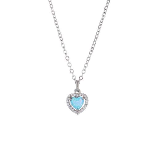 Messing Halskette, mit Opal, mit Verlängerungskettchen von 5cm, Modeschmuck & für Frau & mit Strass, keine, Länge ca. 40 cm, verkauft von PC