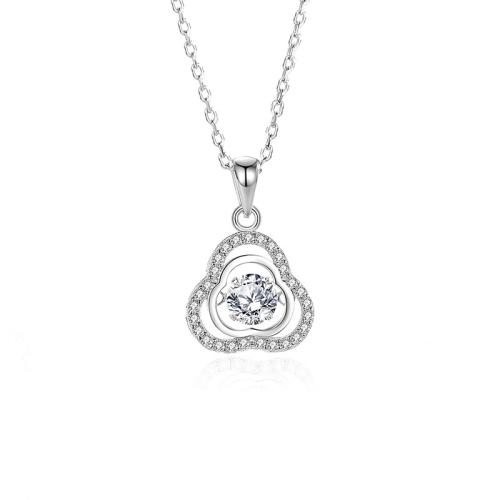 Cubic Zircon Micro Pave 925 Sterling Silver Necklace, with 5cm extender chain, fashion jewelry & micro pave cubic zirconia & for woman, more colors for choice, Length:Approx 40 cm, Sold By PC