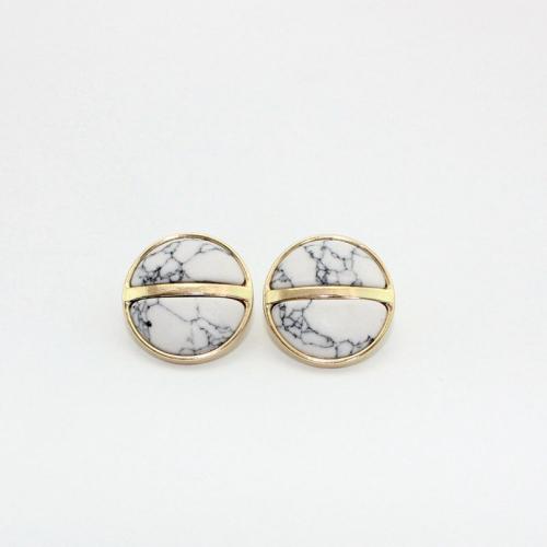 Zinc Alloy Stud Earring with Howlite fashion jewelry & for woman 25mm Sold By Pair
