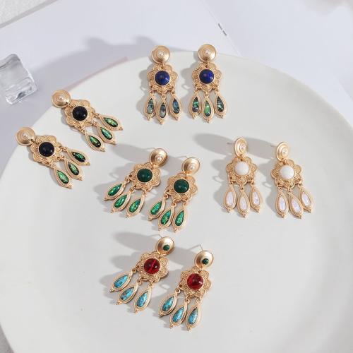 Zinc Alloy Stud Earring with Natural Stone fashion jewelry & for woman 60mm Sold By Pair