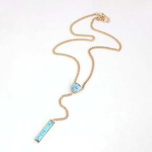 Collier de bijoux en alliage de zinc, avec turquoise, bijoux de mode & pour femme, Longueur Environ 50 cm, Vendu par PC