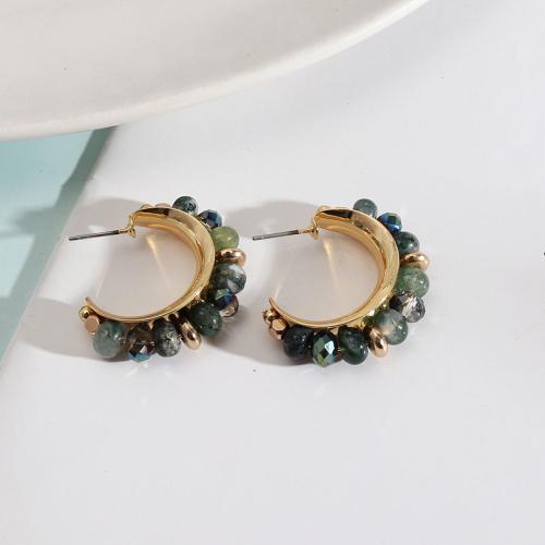 Brass Stud Earring, with Natural Stone, fashion jewelry & different materials for choice & for woman, 9x32mm, Sold By Pair