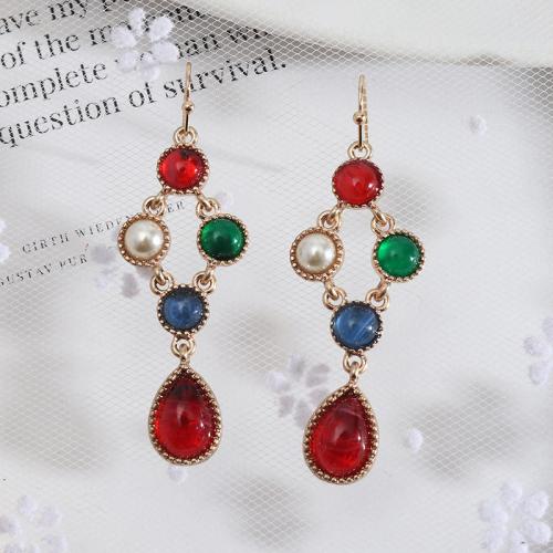 Boucles d'oreilles en alliage de zinc, avec Agate, bijoux de mode & pour femme, plus de couleurs à choisir, 11x60mm, Vendu par paire