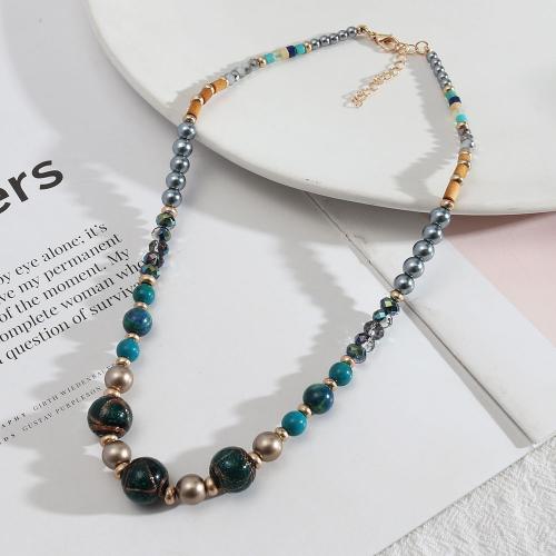 Collar de Aleación de Zinc, con Perlas plásticas, Joyería & para mujer, más colores para la opción, longitud aproximado 44 cm, Vendido por UD