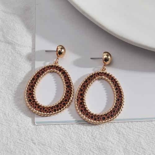 Zinc Alloy Stud Earring with PU Leather fashion jewelry & for woman Sold By Pair