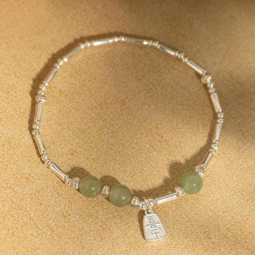 Brass Bracelet & Bangle, with Hetian Jade, fashion jewelry & for woman, Length:Approx 20 cm, Sold By PC