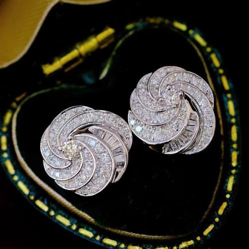 Befestiger Zirkonia Messing Ohrring, Modeschmuck & Micro pave Zirkonia & für Frau, 14mm, verkauft von Paar