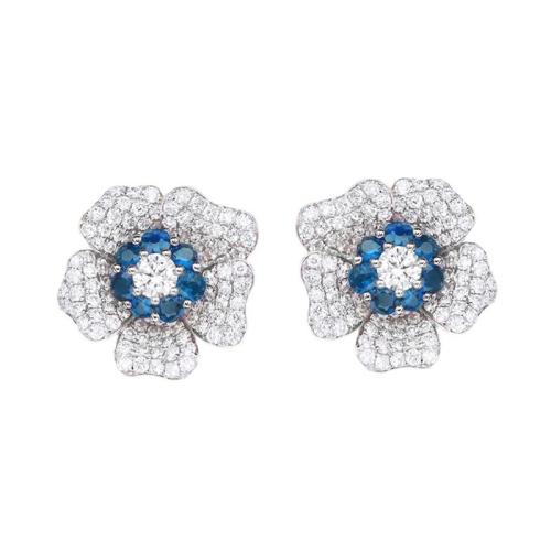 Cubic Zirconia Micro Pave Brass Earring Flower fashion jewelry & micro pave cubic zirconia & for woman 14mm Sold By Pair