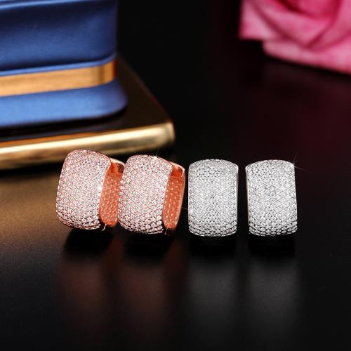 Boucles d'oreilles en laiton zircon cubique pavent, bijoux de mode & pavé de micro zircon & pour femme, plus de couleurs à choisir, 11x18mm, Vendu par paire