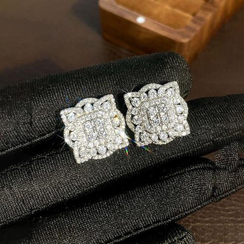 Cubic Zirconia Micro Pave Brass Earring, fashion jewelry & micro pave cubic zirconia & for woman, 18.50mm, Sold By Pair