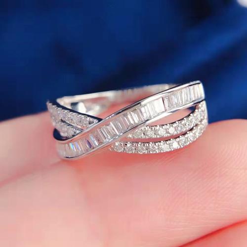 Kubisk Circonia Micro bane messing Ring, forskellig størrelse for valg & Micro Pave cubic zirconia & for kvinde, Solgt af PC