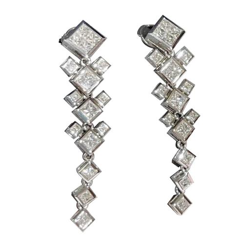 Boucles d'oreilles en laiton zircon cubique pavent, bijoux de mode & pavé de micro zircon & pour femme, 37mm, Vendu par paire