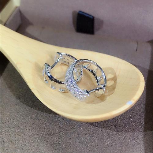 Messing oorbellen met micro-paved kubieke zirconia's, mode sieraden & micro pave zirconia & voor vrouw, 16x7mm, Verkocht door pair