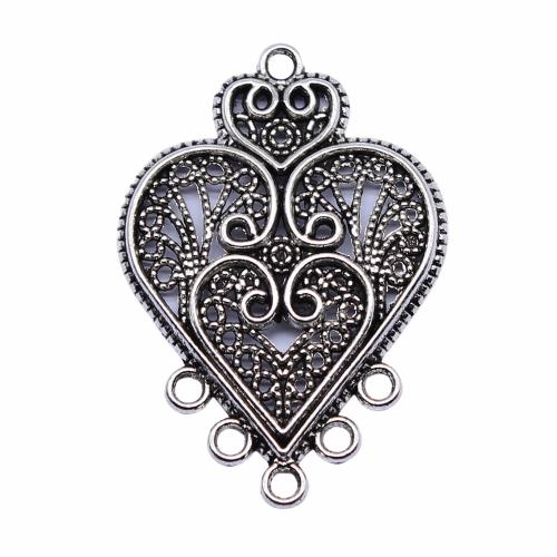 Heart Zinc Alloy Connector antique silver color plated DIY & 1/5 loop Sold By PC