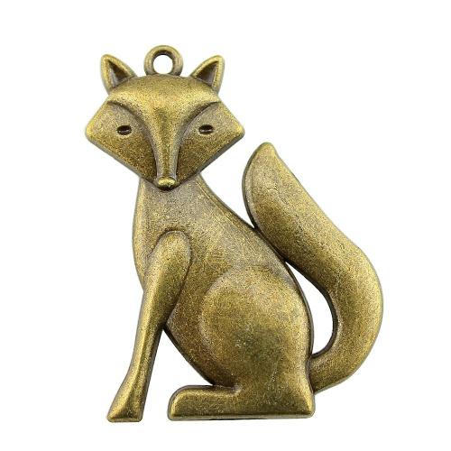 Tibetan Style Animal Pendants, Fox, plated, DIY, more colors for choice, 50x37mm, Sold By PC