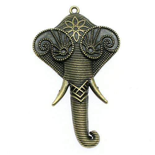 Tibetan Style Animal Pendants, Elephant, plated, DIY, more colors for choice, 61x37mm, Sold By PC